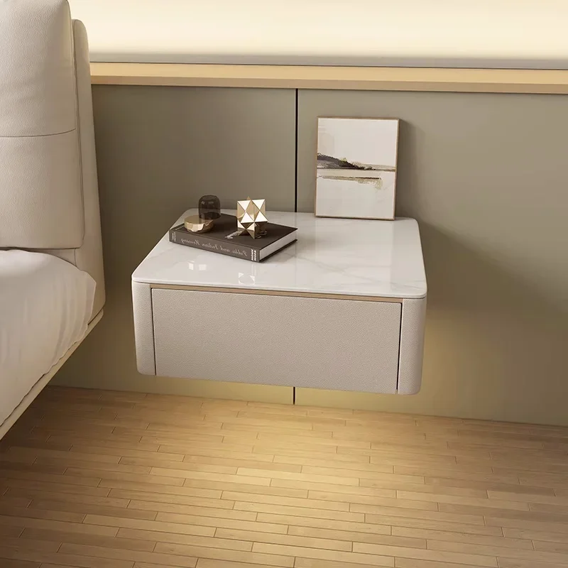 with Sintered Stone Top BB Modern Style Creative Floating Nightstand 1 Drawer Bedside Table