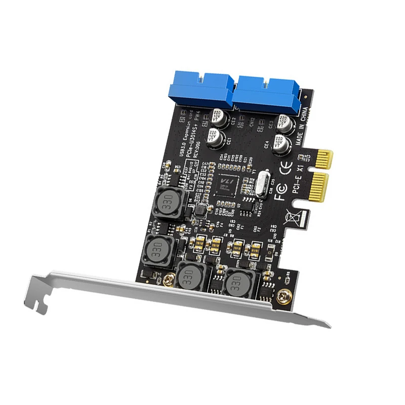 PCIE to USB3.0 19/20PIN Expansion Card PCI-E PCI Express X1 to 4Port Front USB 3.0 5Gb Controller USB HUB Adapter for PC Desktop