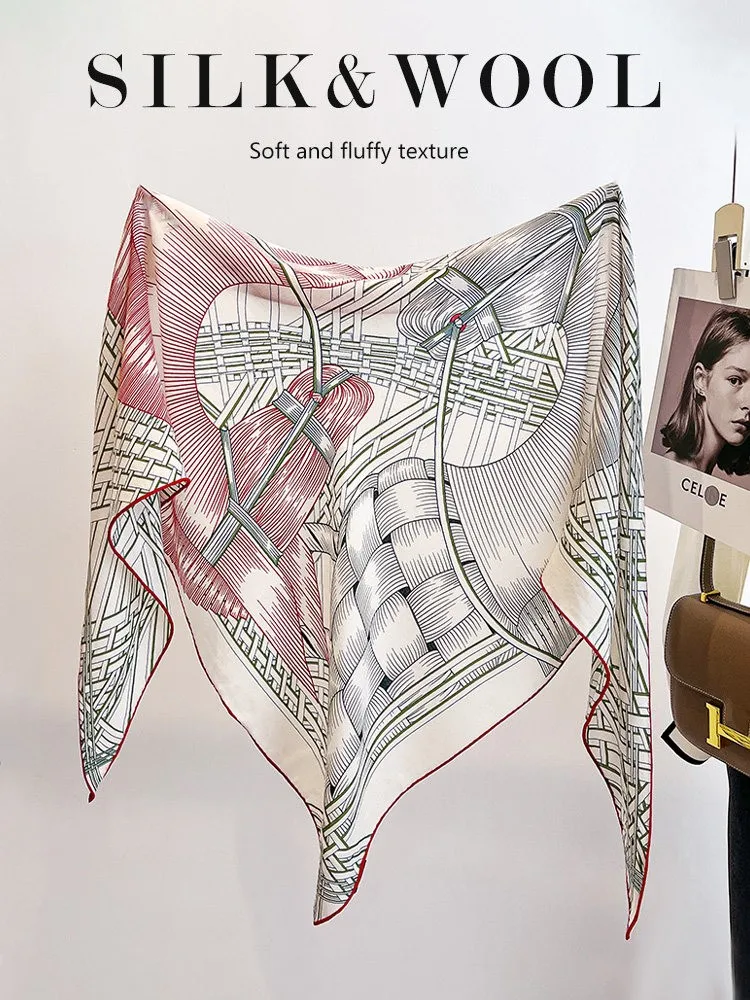 A new style of silk and wool summer air-conditioned room scarf with woven shawl real over it