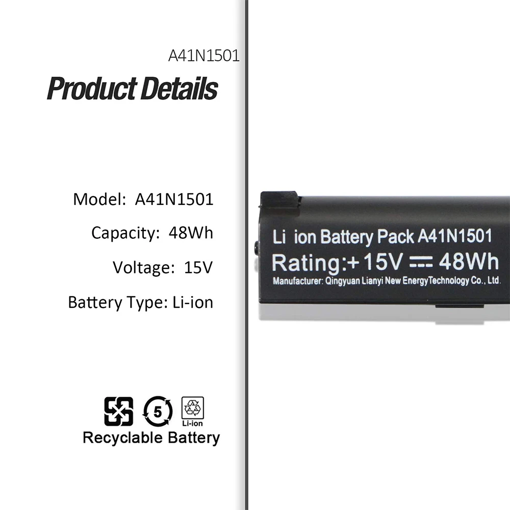 Batería de repuesto A41N1501 para ASUS ROG G752VW GL752VL GL752VW N752VW N552V N552VX N752V serie A41LK9H L41LK2H, 15V, 48wh