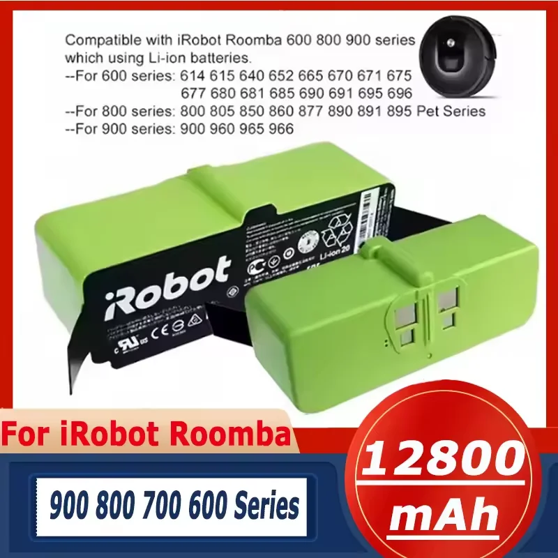 Batería Original de Iones de Litio de 12800mAh para iRobot Roomba 680, Robots Serie 500, 600, 700, 800, 900, 595, 670, 671, 675, 677, 681, 685, 690, 691, 695