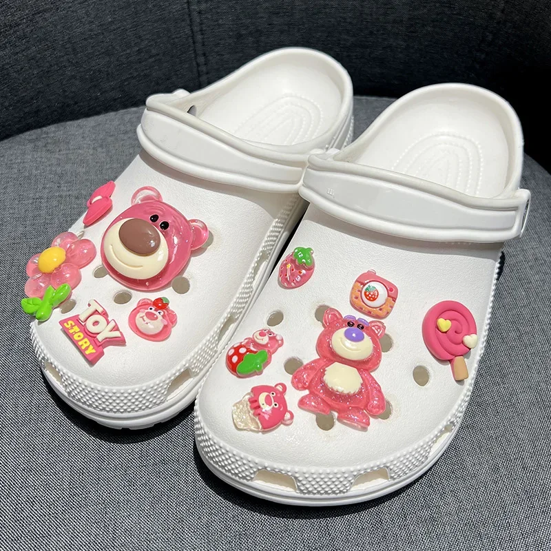 Potdemiel Disney Strawberry Bear Set Accessories Shoe Charms Buckle Set Cartoon Classic Character Kawaii DIY Charm Gift image 2