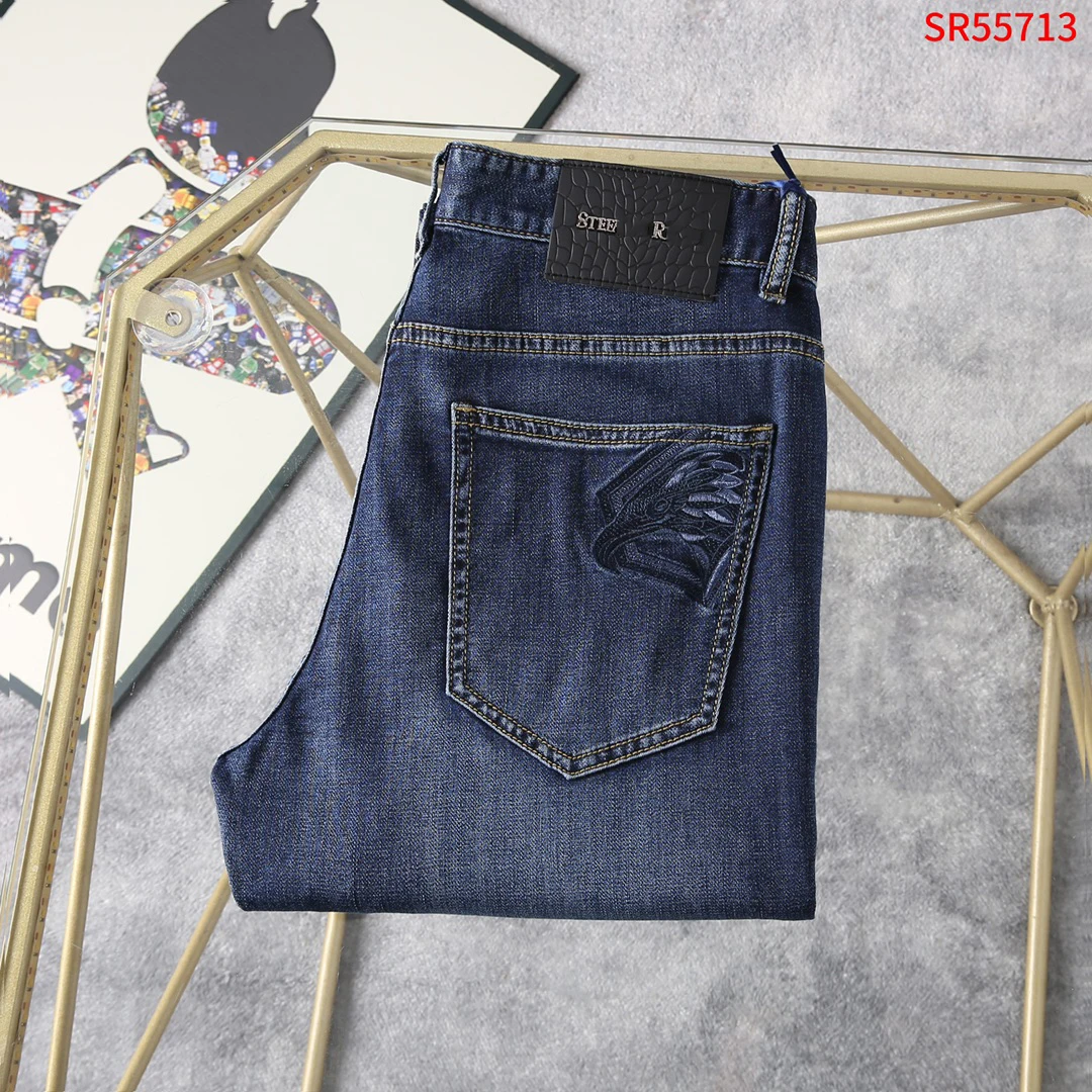 BLLIYOSS Jeans Thick Cotton Men 2025 Spring Summer New comfortable casual elastic High Quality Size:30-40 Straight long pants