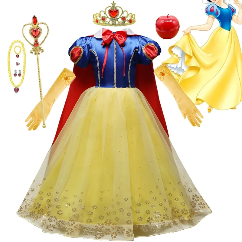 Princess Dress for Girls Snow White Cosplay Costume Puff Sleeve Kids Dress Children Carnival Party Birthday Fancy Gown Vestidos