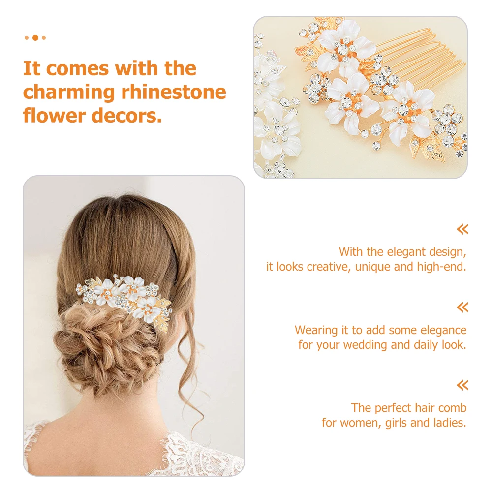 

Wedding Hair Accessories Bridal Comb Side Combs Flowers Rhinestone Golden Barrettes Miss