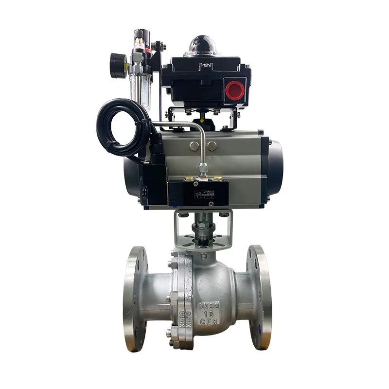 

Q641F-16P pneumatic flange ball valve 304 stainless steel explosion-proof pneumatic ball valve high temperature