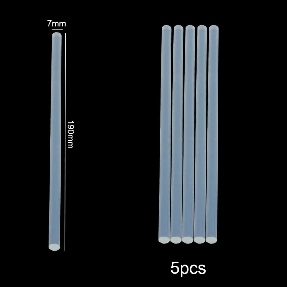 Alat perekat tembak, 5 buah 7mm x 190mm transparan pistol lem tembak perekat alat DIY untuk lem tembak leleh panas aksesoris paduan perbaikan