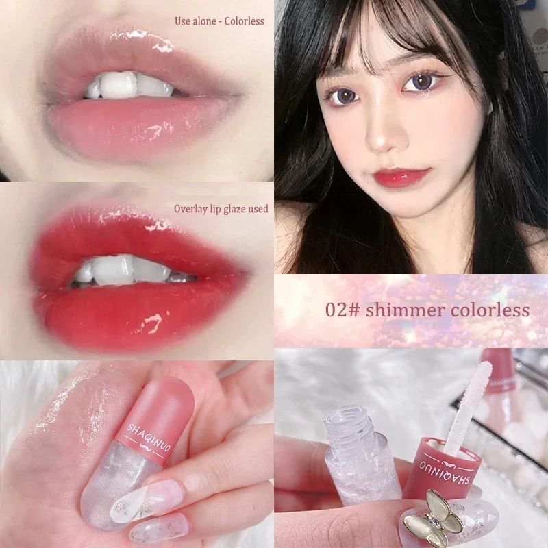 CapsuleJelly  Lip Gloss Oil Lip Tint Base Makeup Lip Glaze Plumper Oil Korean Lipstick Set Shiny Shimmer Clear Moisturizing Care