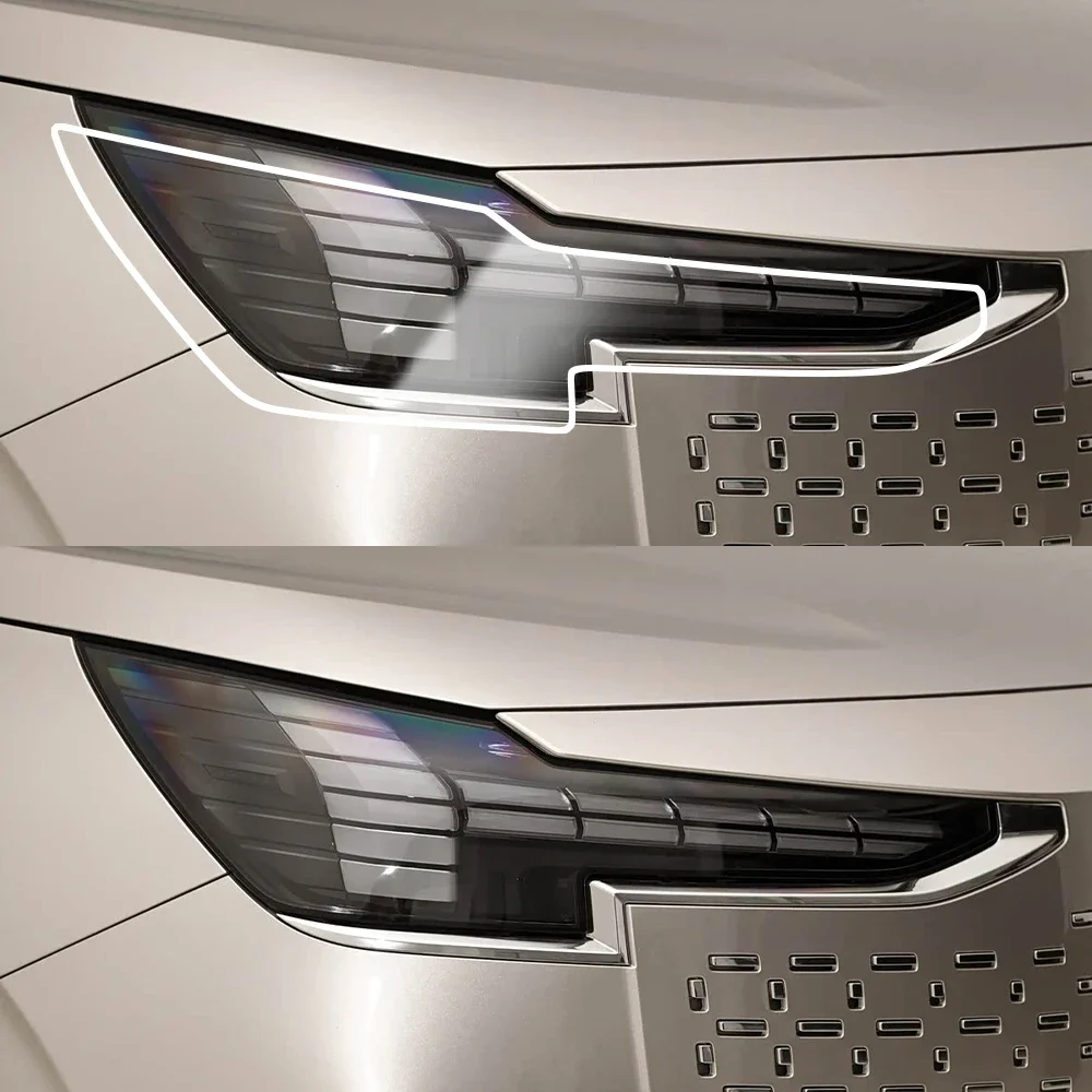 TPU Car Headlight Cover for Volvo EM90 2024-2026 Anti-Scratch High Gloss Smoke Black Pre-Cut Vinyl Wrap Protection Film Kit view 3