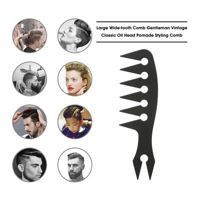 Wide-Tooth Comb Men'S Hairdressing Large Back Hair Comb Styling Texture Comb Double-Sided Fork Comb Fish Tooth Comb