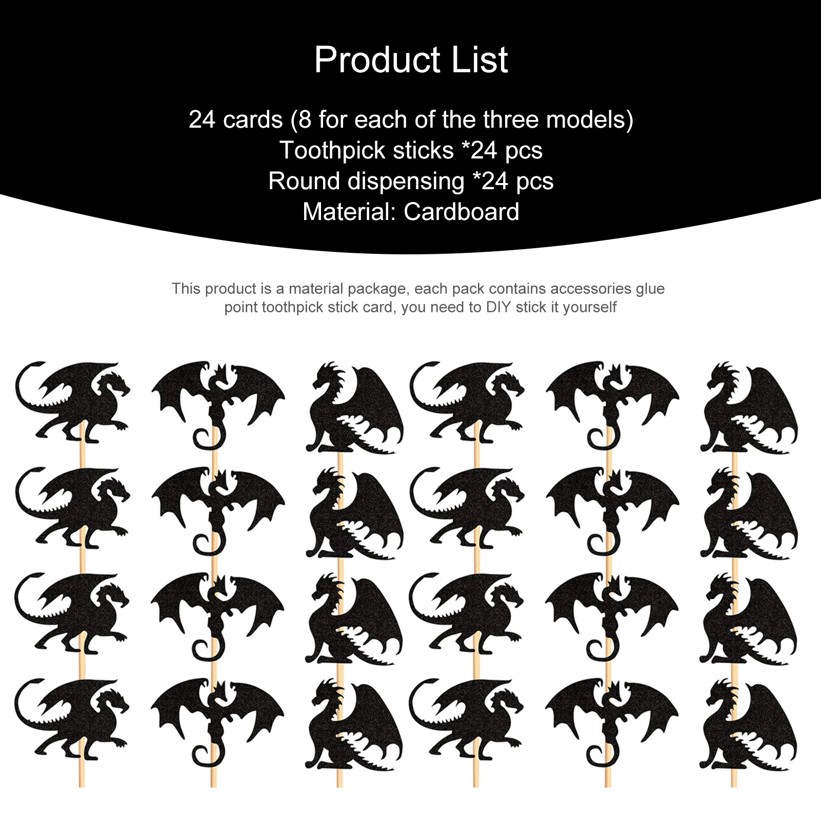 Dragon Cake Toppers 24 Pcs Dragon Cupcake Toppers DIY Set Birthday Party Decorations For Dragon Birthday Fantasy Party Supplies