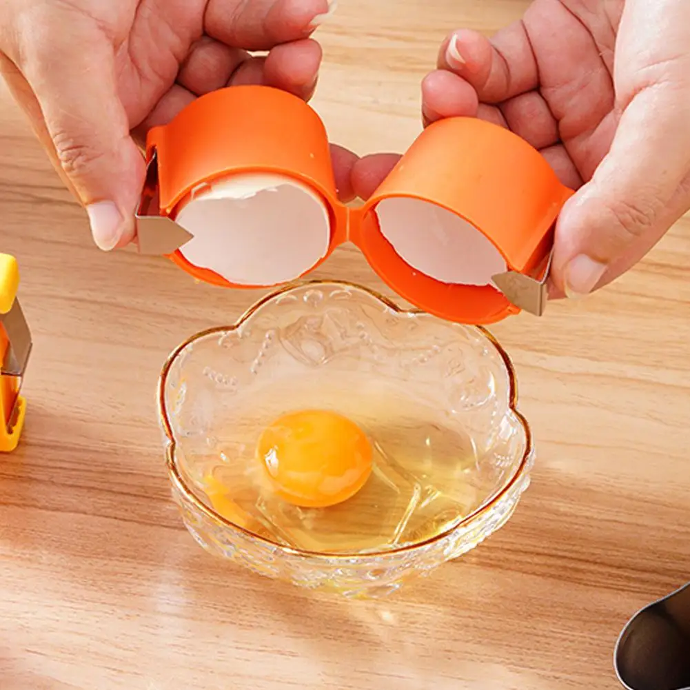 1pc Egg Shell Opener Plastic Stainless Steel Kitchen Baking Tool Egg Peeler Household Handheld Egg Separator Tool For Raw Eggs