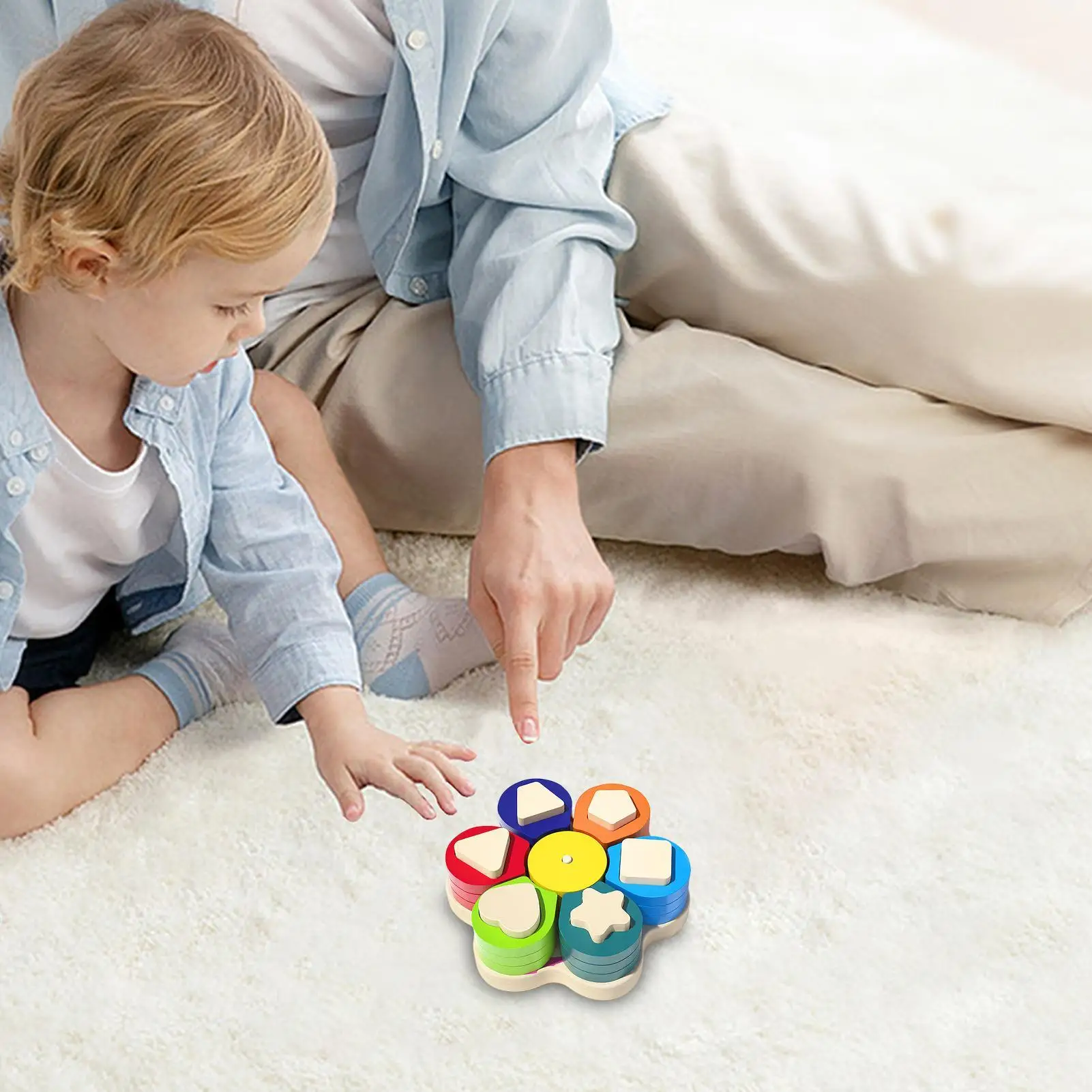 Wooden Color And Shape Sorter Toys Matching Blocks Color And Shape Geometric Shape Color Recognition Sorting Box Game Early