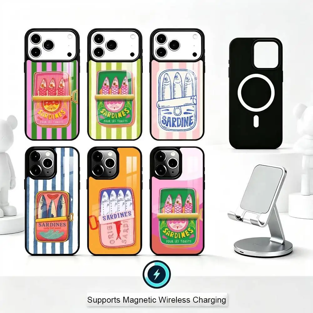 

Sardines Canned Phone Case For iPhone17,16,15,14,13,12,11 Plus,Pro Allows magnetic wireless charging