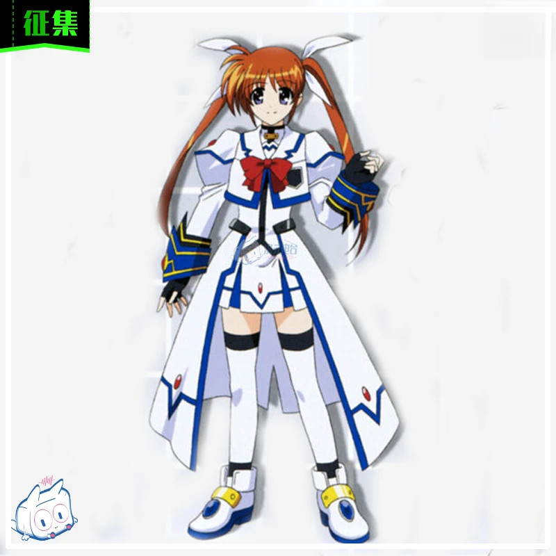 Magical Girl Lyrical Nanoha Nanoha Takamachi คอสเพลย์เครื่องแต่งกายผู้หญิงชุดรบปาร์ตี้ฮาโลวีนชุดหวานอุปกรณ์เสริม Prop ชุด