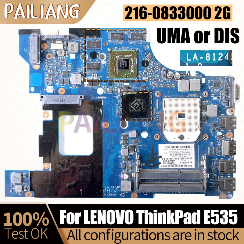 

For LENOVO ThinkPad E535 Notebook Mainboard LA-8124P 216-0833000 1G 04W4017 04W4332 04Y1190 Laptop Motherboard Full Tested