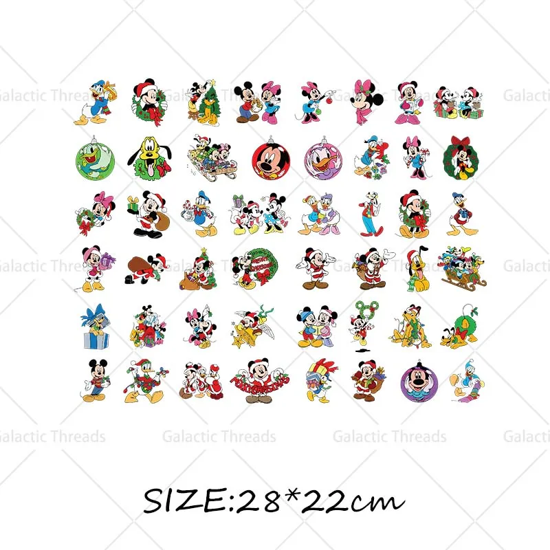 Mini Iron on Decals Mickey Minnie Princess Heat Press Stickers for Clothes Thermal Transfer Prints