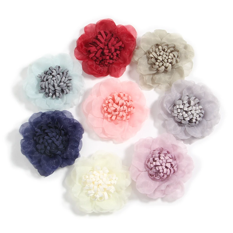 

200Pcs 4.5cm 1.8" Chiffon Fabric Flowers for Baby Girls Hair Accessories Hair Flower Bouquet For Women Headbands