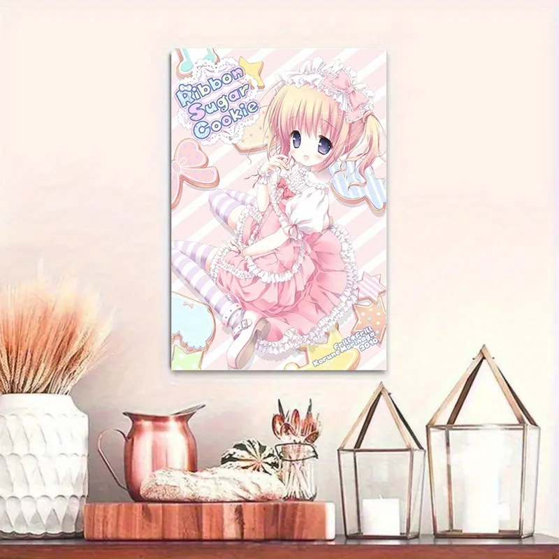VIKAMA Ribbon Candy Biscuit Cartoon Wandteppich, Lolita-Mädchen-Herz-Dekoration, Stoff, japanischer Anime-Stil, schöne Raumdekoration – Detail 5