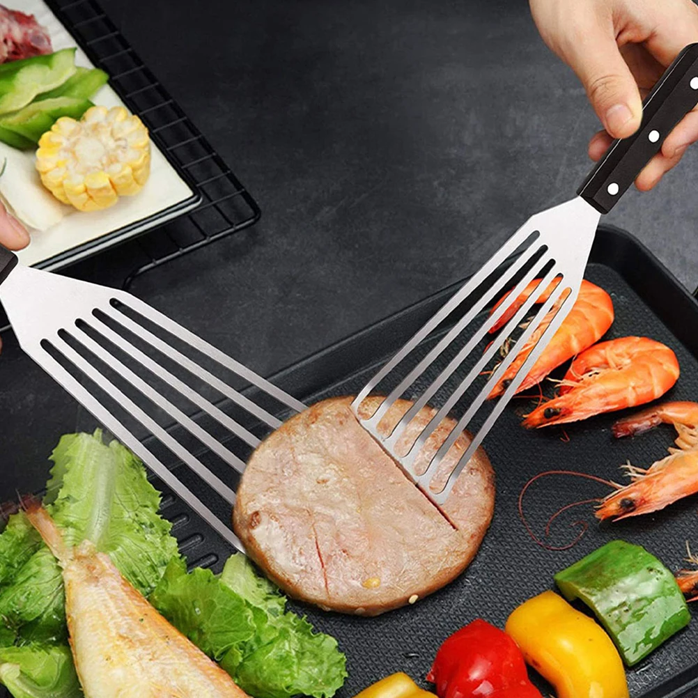 

2 Pcs Fry Fried Fish Spatula Metal for Serving Chinese Savior Crepe Turner 2cr13 Egg