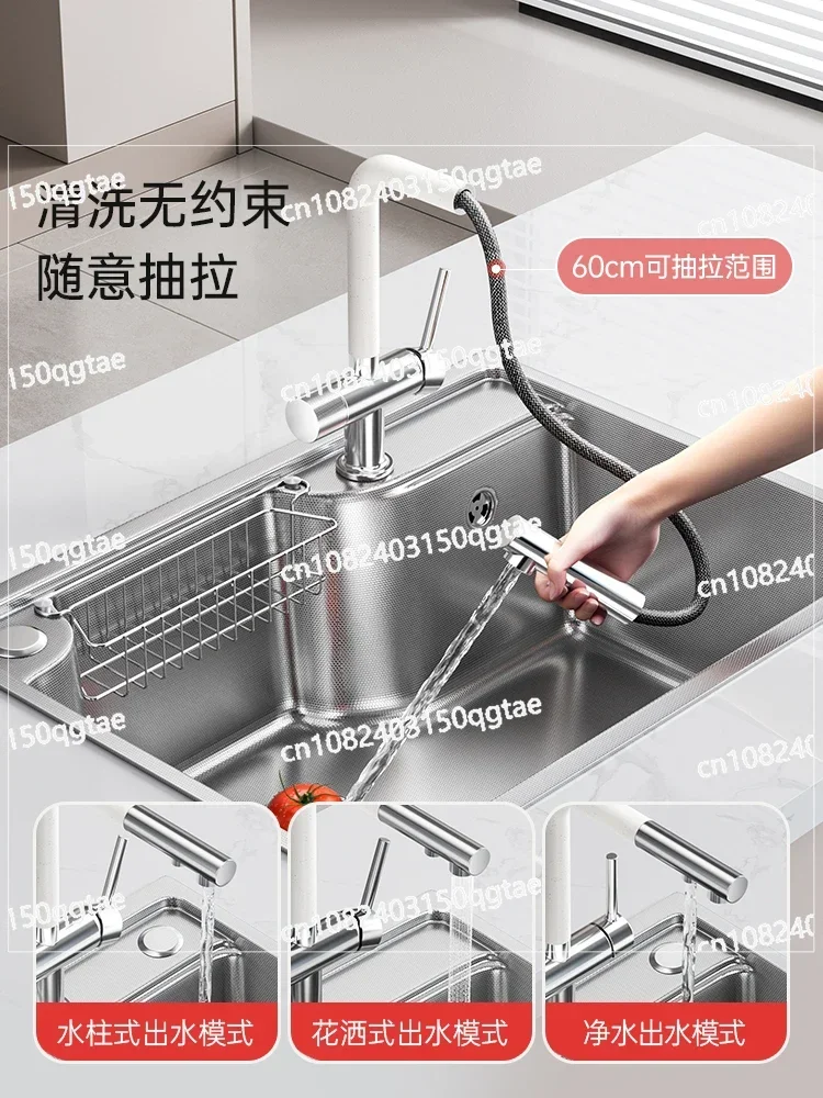 3D Single Slot 304 Stainless Steel Kitchen Sink Anti Fouling and Anti Sticking Single Slot