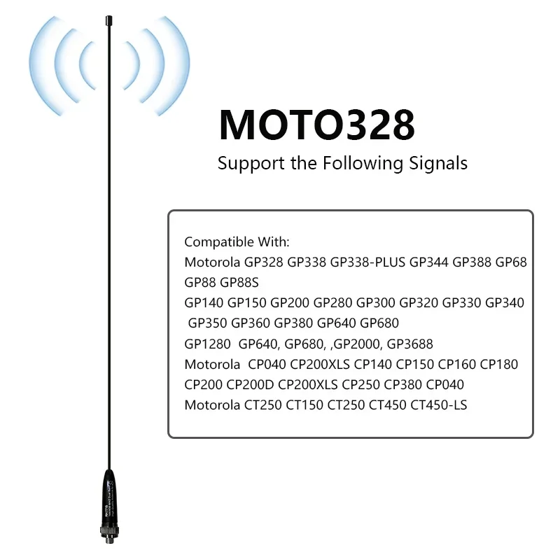 RH771S Thin Flexible Whip Antenna 144/430MHz Compatible with Motorola GP328 Aerial GP338 Plus GP328 GP3188 GP68 GP340 GP88S GP88