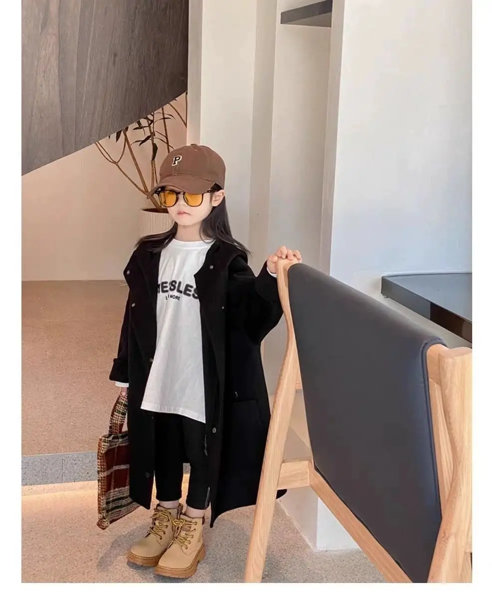 Warm Thicken Winter Cotton Teenagers Outwear Children\'s Clothing Girls Woolen Coat Overcoat Jacket Windbreak 2025 New