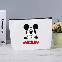 Disney-organizador de maquillaje de Mickey y Minnie Mouse para mujer, Kit de aseo femenino, bonito estuche de almacenamiento, bolsa de cosméticos, estuches para lápices, 2024