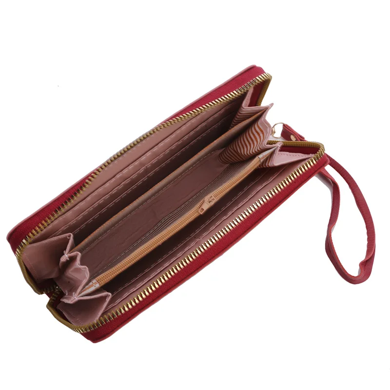 Portefeuille long en cuir souple pour femme, sac avec fentes pour cartes multiples, grande capacité, sacs à poignée à fermeture éclair, sacs mobiles ontariWallet, à la mode