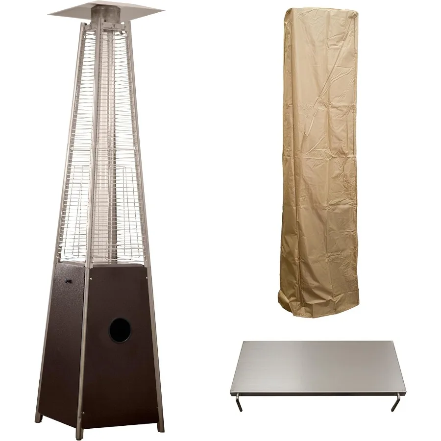 

HLDSO1-GTHG 91-Inch Tall Quartz Glass Tube Heater - Black + Cover and Stainless Steel table