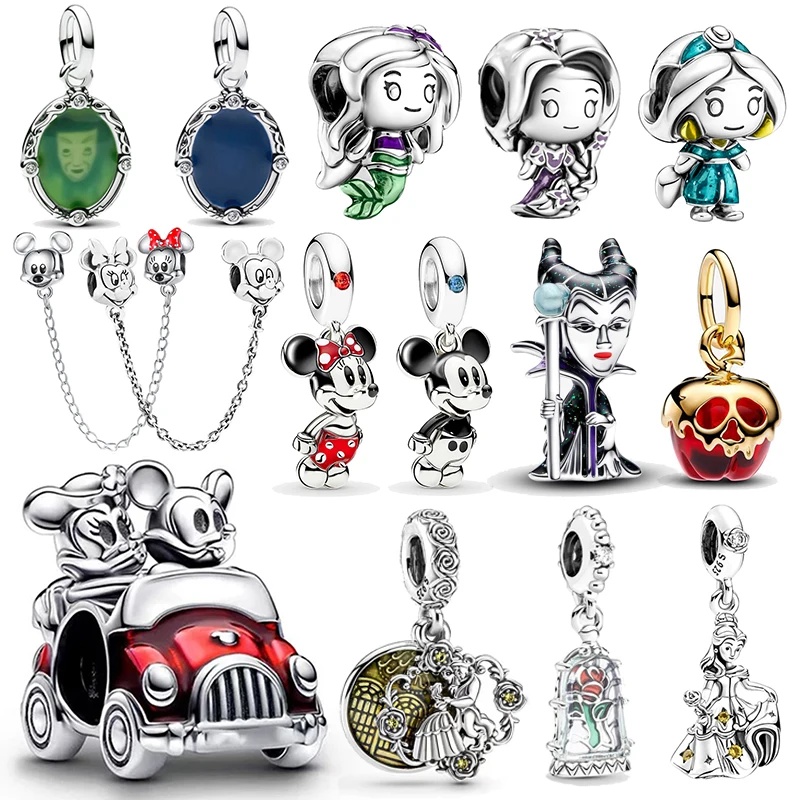 

925 Silver Disney Beauty and the Beast Witch Villians Princess Charms Beads Women Original 925 Bracelet DIY Jewelry Pendant Gift