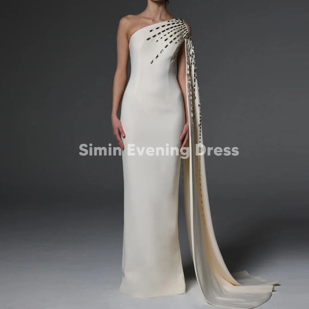 

Simin Customized Women's Beaded One-shoulder Luxury Evening Dresses Sleeveless With Long Shawl Straight Elegant Dresses 2025