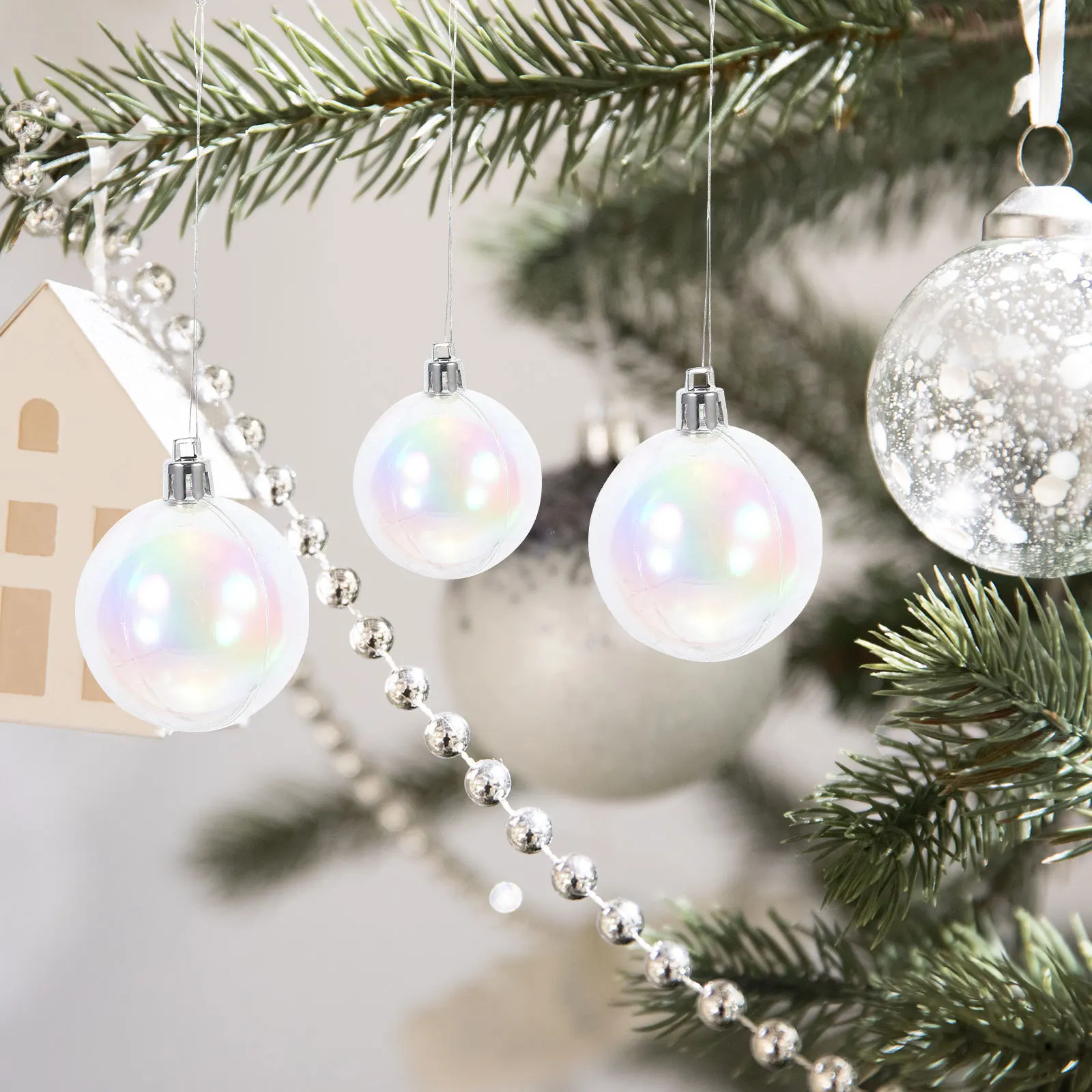 

24pcs Christmas Decorations Balls Hanging Ornament Set for Xmas Tree Plastic Holiday Party Decorations Festive Home Decoration