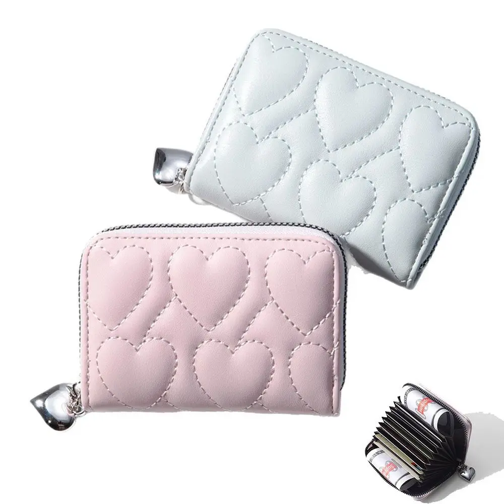 

New Cute Love Women's Wallet Short Zipper Student Card Holder Multiple Card Slots Coin Purse Gifts