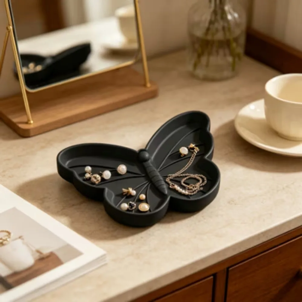 Butterfly Shaped Jewelry Tray,3D Printed Trinket Dish,Key Ring Storage Plate For Vanity,Bedroom,Desktop Tabletop Home Decor