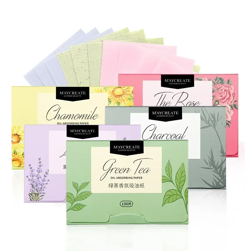 100Pcs Facial Cleanser Oil Control Oil-absorbing Sheets Face Oil Blotting Paper Face Wipes Blotting Tissue Women Makeup Protable