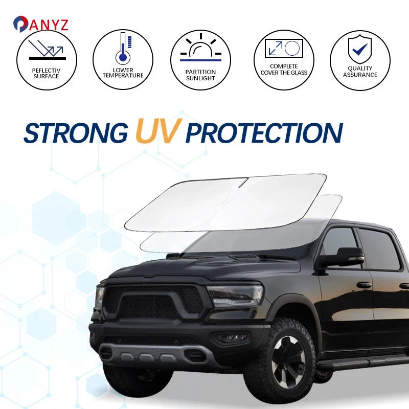

Windshield Sun Shade For Dodge RAM 1500 RAM Sport SRT Sunshade Sun Visor Protector Foldable Blocks UV Rays Keep Your Car Cooler