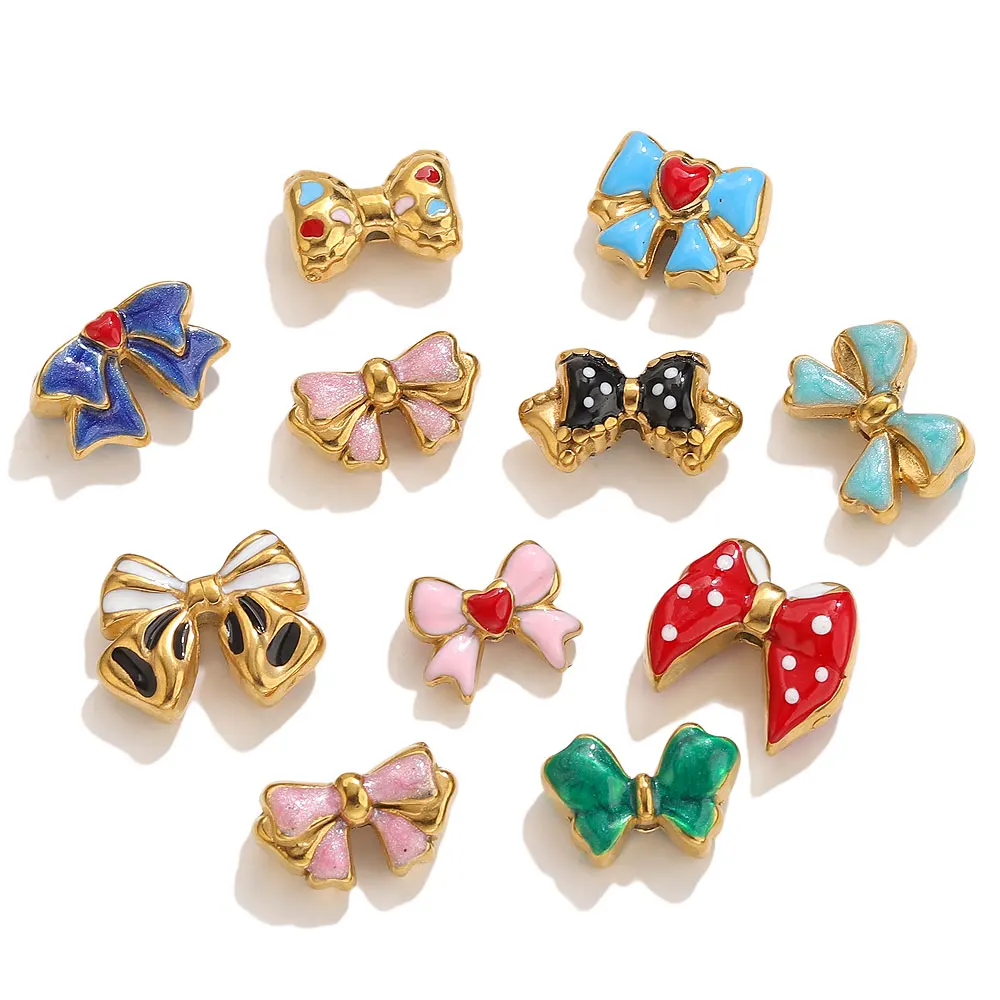 2 قطعة الفولاذ المقاوم للصدأ Bowknot خزر عازل ل سوار قلادة المينا فضفاض الخرز DIY بها بنفسك لطيف الخرزة صنع المجوهرات Supplies الحرفية