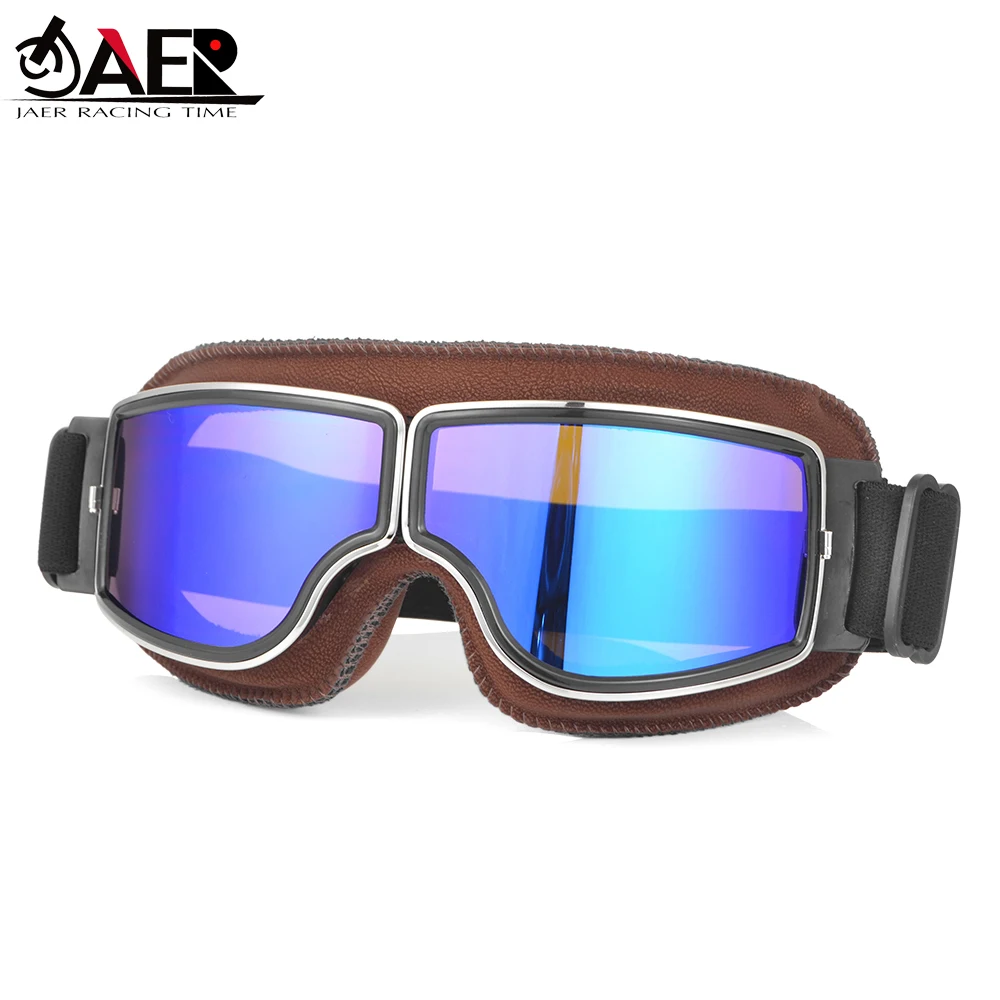 2025 Newest Motorcycle Steampunk Goggles Biker Scooter Pilot Old School Snowboard Ski Googles with 6 Lens Color