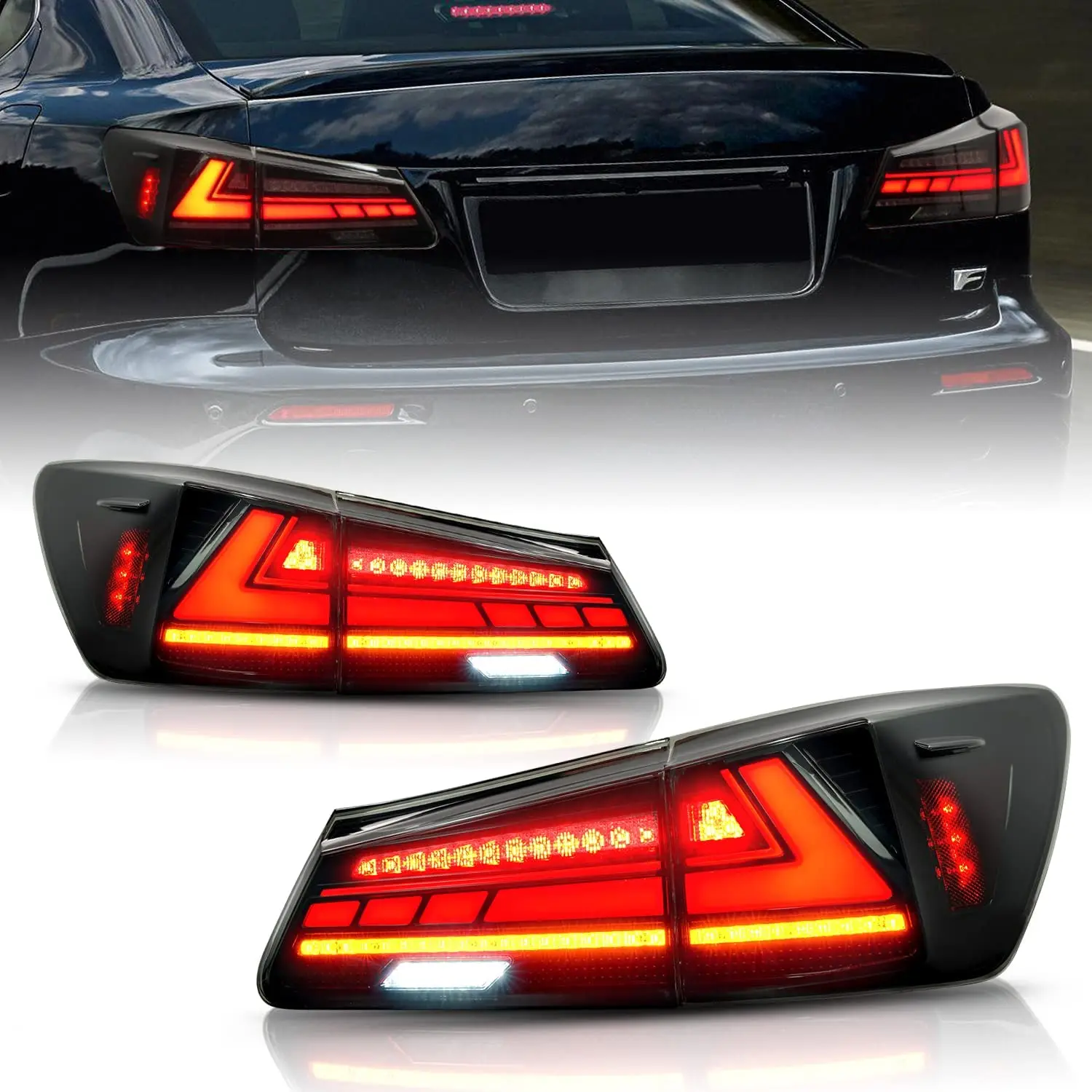 

LED Tail Lights Assembly for Lexus IS250/IS350/ISF 2005-2013 Start UP Animation Sequential Turn Signal Reverse Sedan Taill Lamp