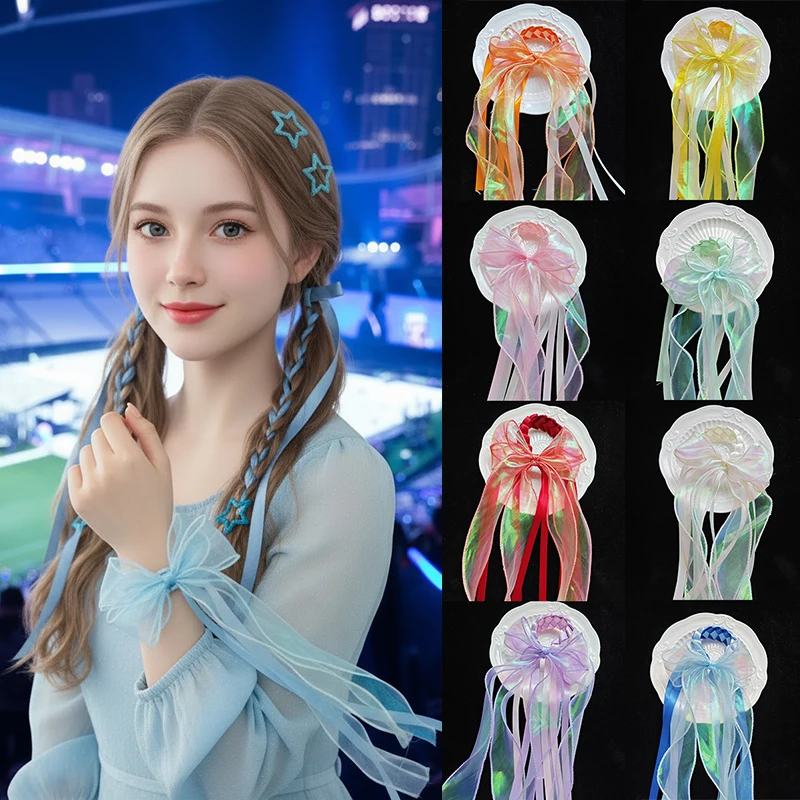 

Mermaid Lolita Braided Ribbon Trim Wristband DIY for Concert Party, Arm Decor Craft Supplies with Bow Streamers
