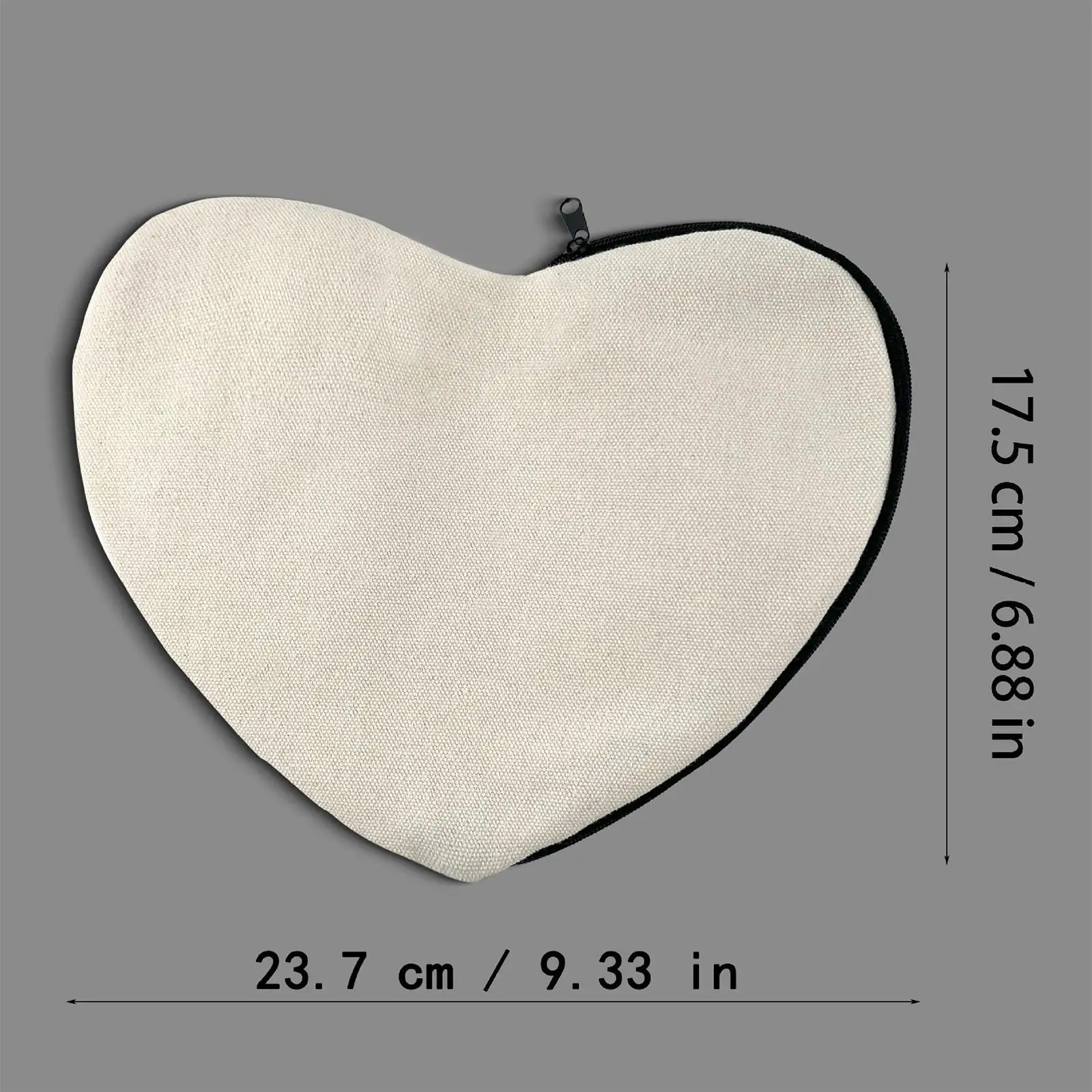 6 Pieces Heart-shaped Blank Makeup Bag DIY Graffiti Pencil Bag Zipper Handmade Canvas Bag Stationery Toiletry Storage Bag