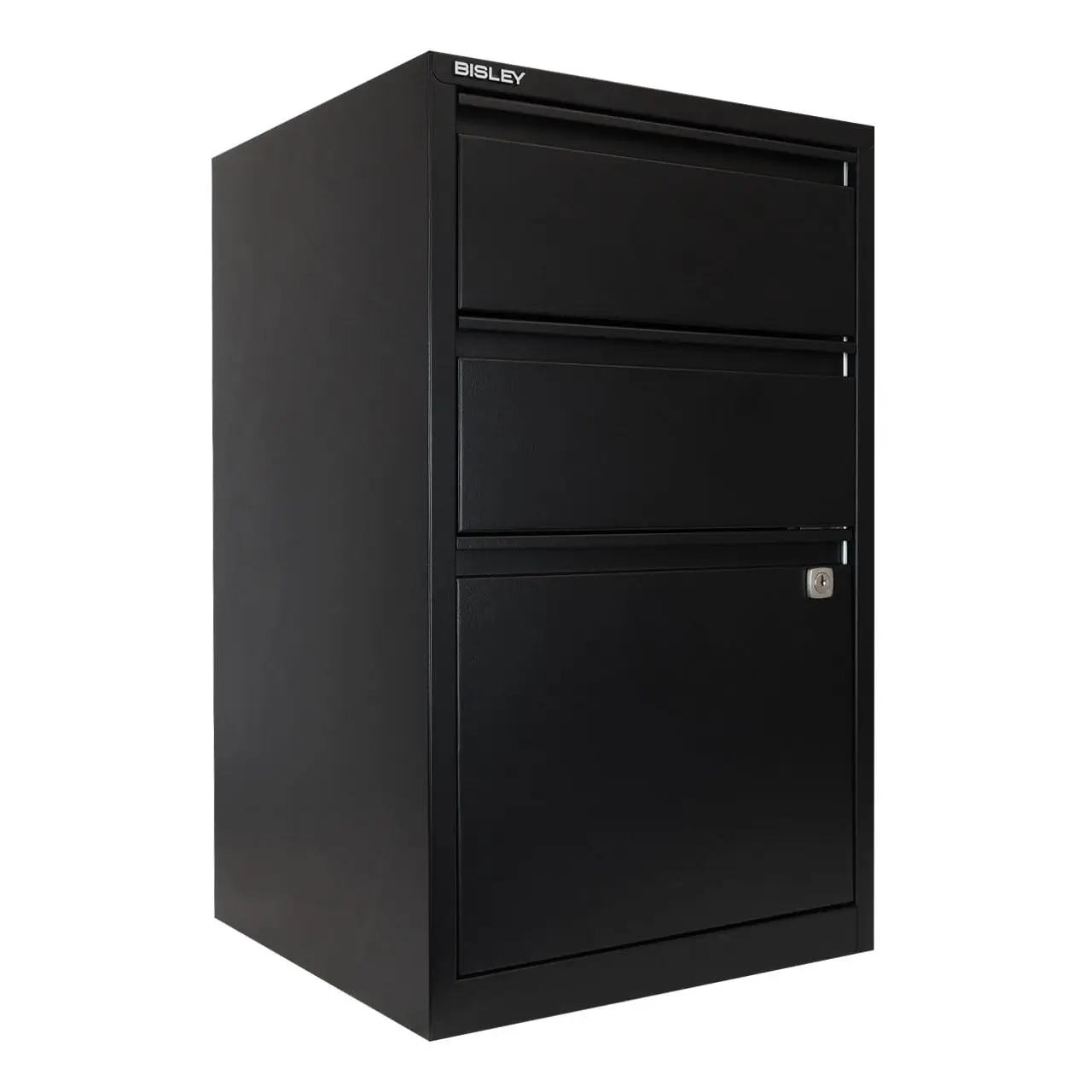 #3-Drawer Vertical File Cabinet 2 Utility 1 File Drawer Locking Bottom Office Steel Black Customized
