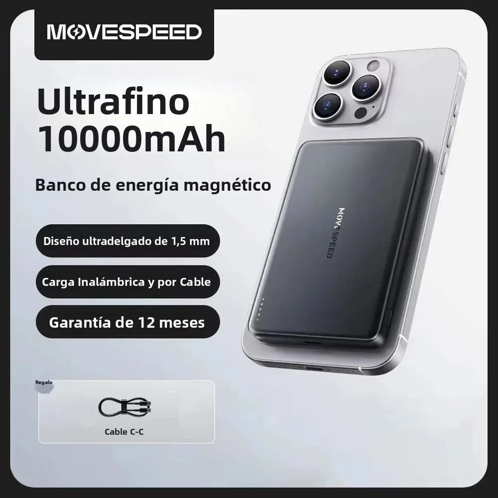 MOVESPEED S10 banco de energía magnético delgado 10000mAh PD20W cargador portátil batería externa inalámbrica para iPhone 16 Samsung Powerbank
