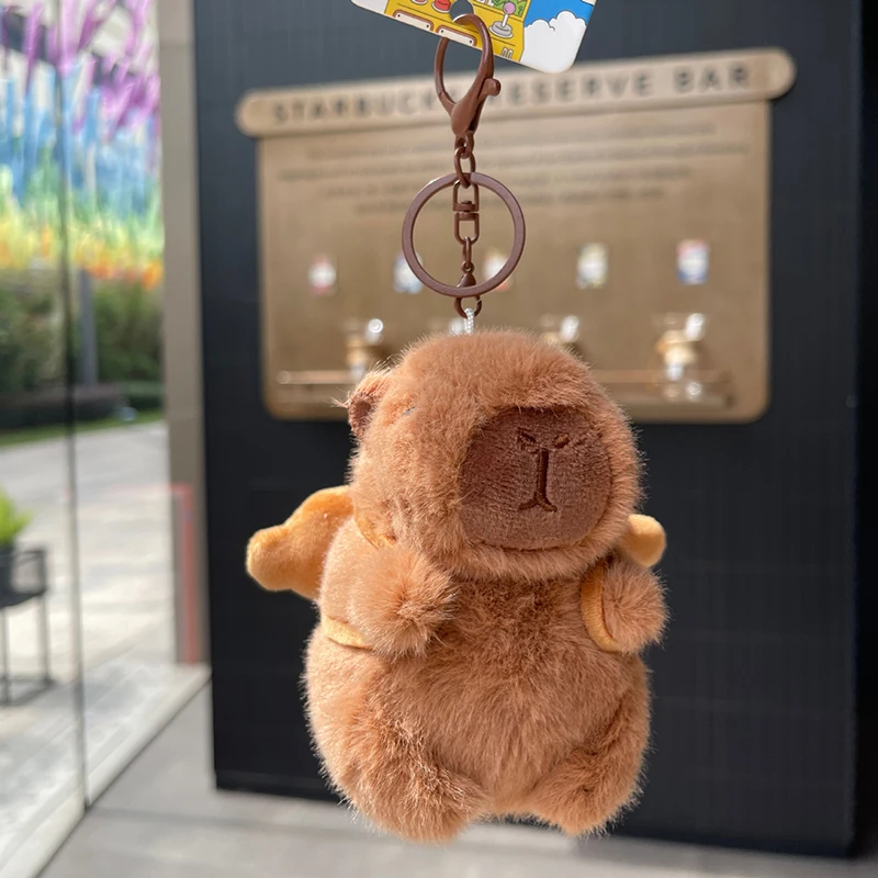 Creative French Fries Bread Hamburgers Kapibala Pendant Cute Capybara Pendant Plush Doll Keychain Desktop Ornament Car Pendant