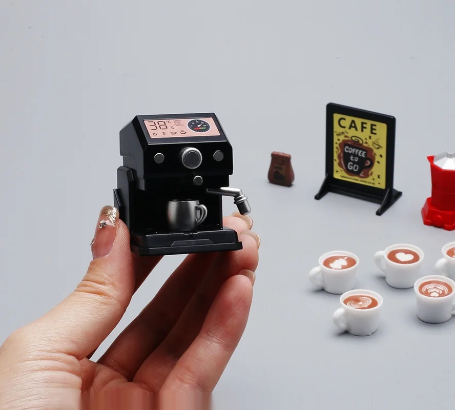 ماكينة صنع القهوة المحاكاة ذات المشهد المصغر نموذج الأجهزة الصغيرة مع كوب القهوة الديكور الحرفية مثالية لديكور حديقة المنزل #4