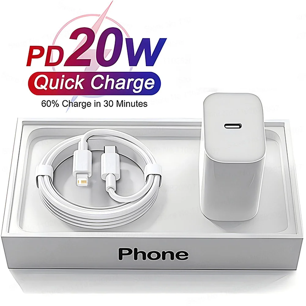 For iPhone 16 15 Samsung PD 20W USB Type C Charger Fast Charging Power Adapter Type C Cable Wall Phone Charger Quick Charge Plug