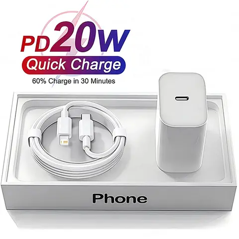 iPhone 16 15 삼성 PD 20W USB 유형 C 충전기 고속 충전 전원 어댑터 유형 C 케이블 벽 전화 충전기 빠른 충전 플러그