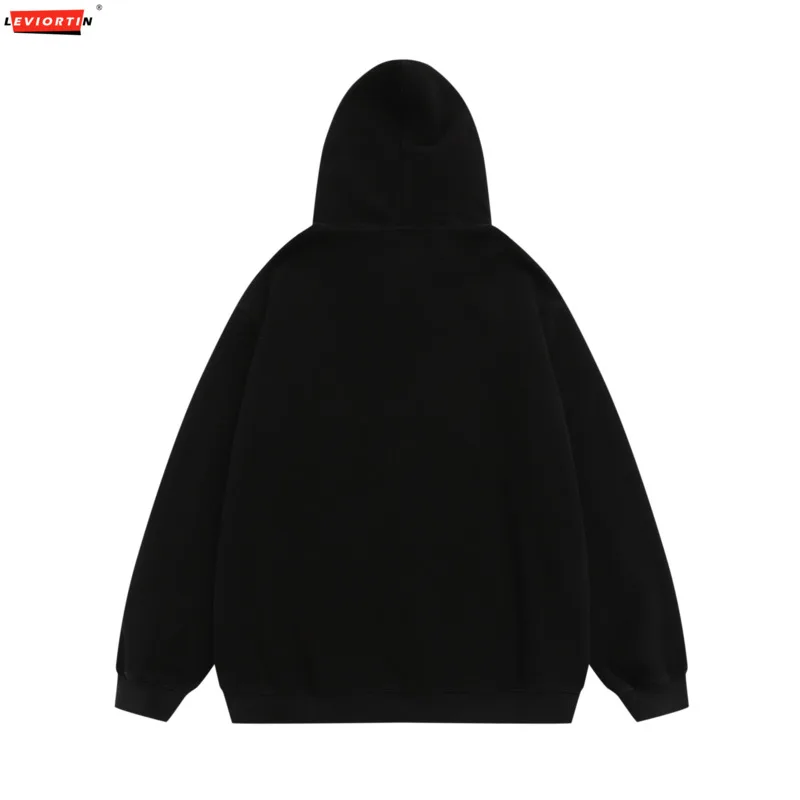 Harajuku Zipper Hoodie Coat Hip Hop Retro Embroidery Denim Star Letter Hooded Sweatshirt Jacket 2024 Fashion Loose Hoodies Coats