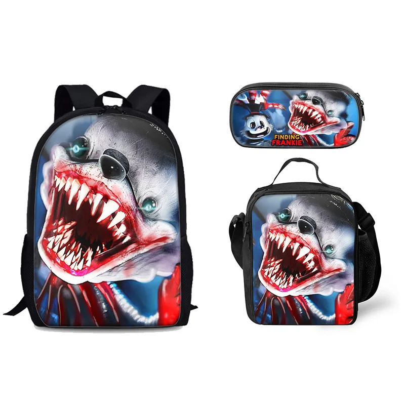 ヒップホップ人気面白いファインディングフランキー-3d-プリント-3-ピース-セット生徒スクールバッグラップトップデイパックバックパックランチバッグ鉛筆ケース